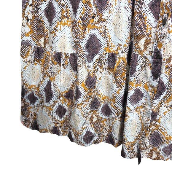 Anthropologie Maeve Snake-Printed Maxi Dress Tiered Cotton Summer Boho Preppy 6P - Picture 10 of 14